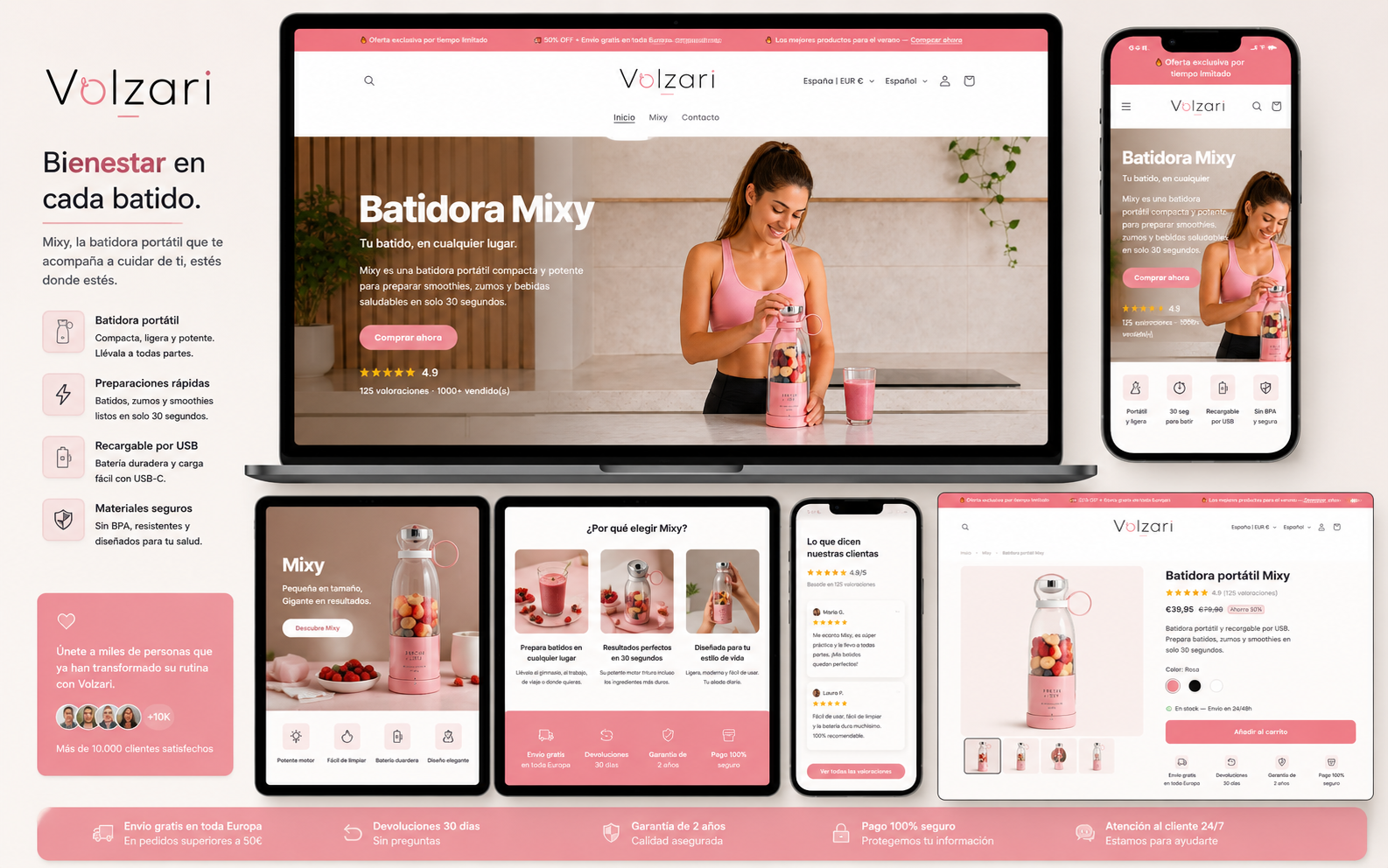 Volzari — Diseño y Optimización de Tienda Shopify